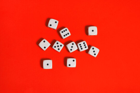 Dices on a red background