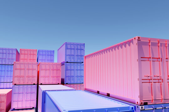 Illustration of Stacked cargo containers