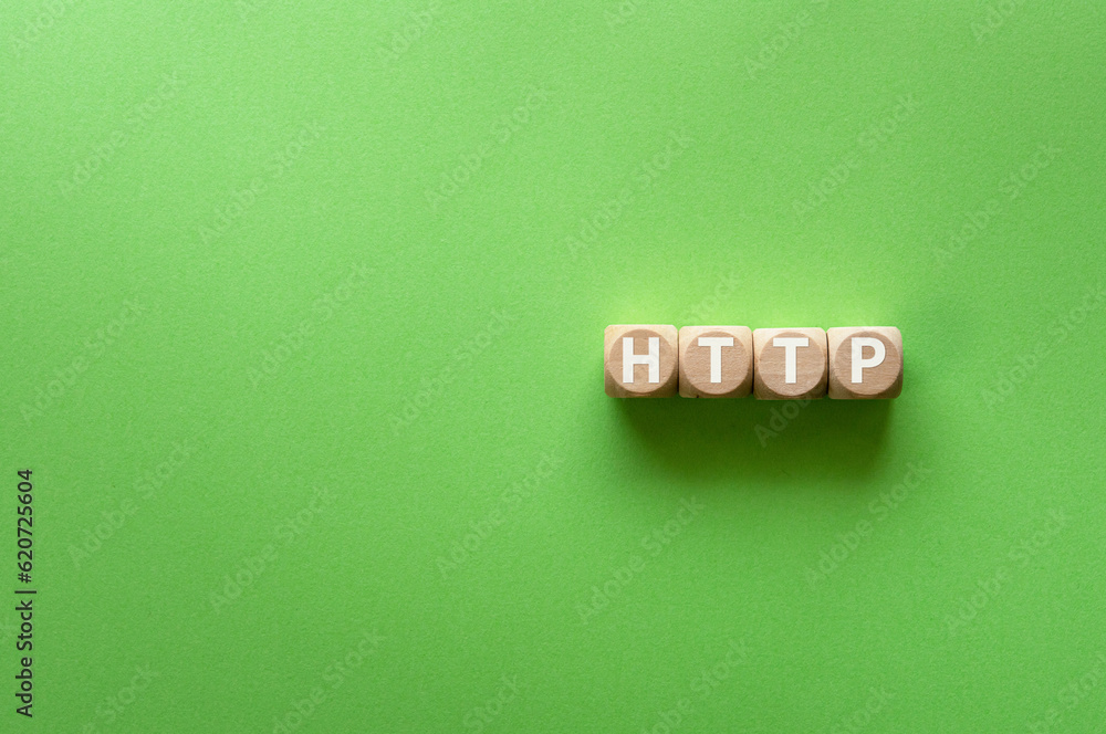 Poster there is wood cube with the word http. it is an abbreviation for hyper text transfer protocol as eye