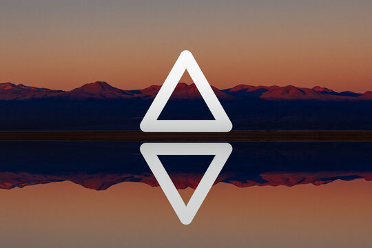 Surreal landscape with a white triangle