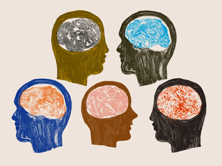 Concept illustration of mind and brain diversity