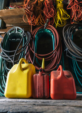 Gas tank and extension Cords  in Residential Garage 