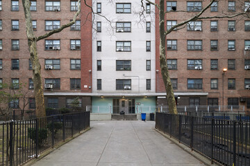 Entrance to Public Housing Apartment block in NYC