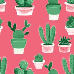 Zelfklevend Fotobehang Cactus in pot Seamless Colorful Cactus Pattern.  Seamless pattern of Cactus in colorful style. Add color to your digital project with our pattern!