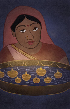A woman celebrates Diwali