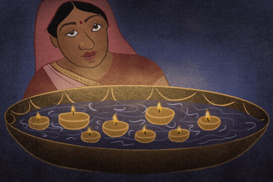 A woman celebrates Diwali