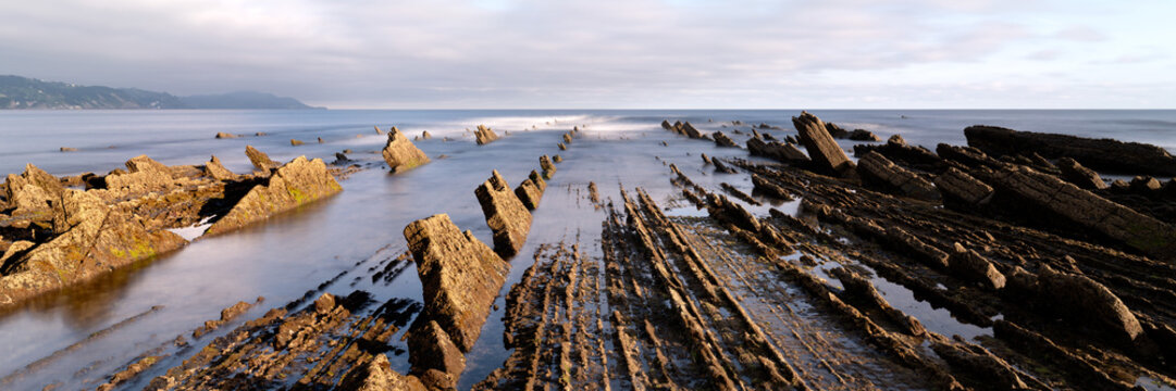 Playa De Sakoneta Beach Basque Flysch coast spain