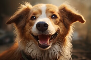 Happy dog smiles. ai generative