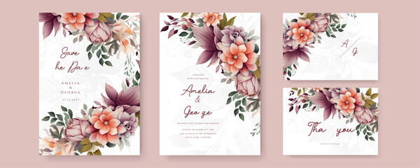 Universal floral art templates. Flowers, birds, bugs, leaves and twigs. For wedding invitation