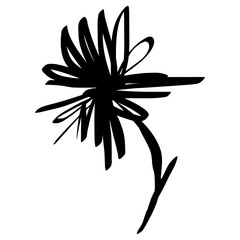 Flower Icon. Simple Hand Drawn Floral Element. Black Sketch ink Drawing Plant. Wildflower