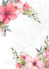 Naklejka premium Elegant floral wedding invitation card template