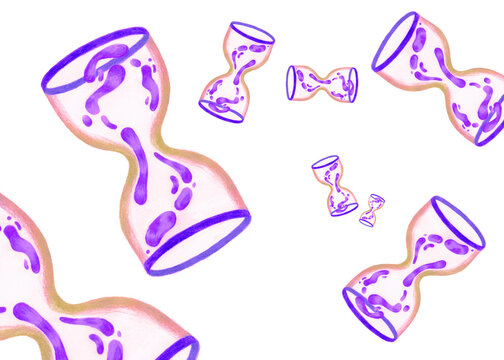 Illustration of hourglasses floating in the air