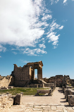 Roman ruins of the Dougga capitol, Tunisia