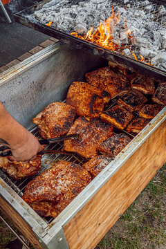 Pork meat on a street food stall