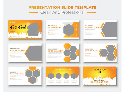 Fast food presentation template design, food menu slide template design