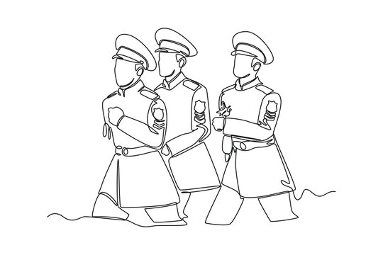 recommend clip art: Single one line drawing Army, Air Force and Navy. Military concept. Continuous line draw design graphic vector illustration.
