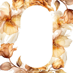 Watercolor vector wreath with green pink luxury leaves and branches.