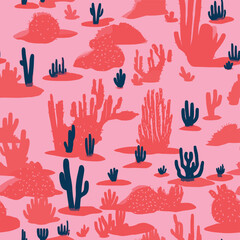 Fototapeta premium Seamless Colorful Cactus Pattern.Seamless pattern of Cactus in colorful style. Add color to your digital project with our pattern!