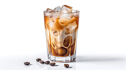 delicious ice latte with white background