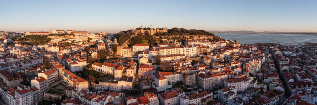 Lisbon alfama district Old Town aerial Portugal