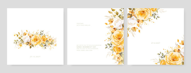 Vector beautiful wedding invitation template with watercolor floral