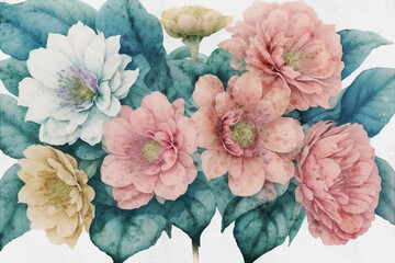 illustration rose peony flower illustration