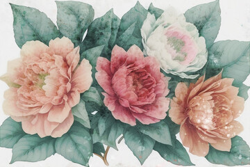 illustration rose peony flower illustration