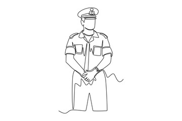 Single one line drawing Army, Air Force and Navy. Military concept. Continuous line draw design graphic vector illustration.