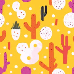 Zelfklevend Fotobehang Seamless Colorful Cactus Pattern.  Seamless pattern of Cactus in colorful style. Add color to your digital project with our pattern! © MDQDigital