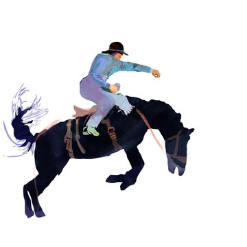 Cowboy Illustration, Mustang Horse