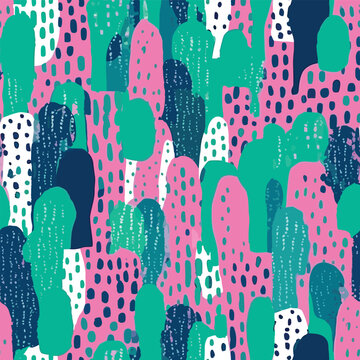 Seamless Colorful Cactus Pattern.Seamless pattern of Cactus in colorful style. Add color to your digital project with our pattern! © MDQDigital