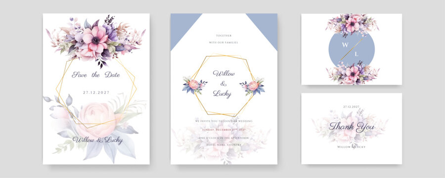 hand drawn floral wedding invitation card © SyahCreation