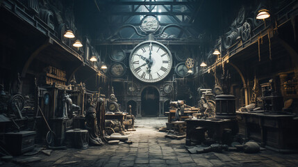 The Grim Omen: Echoes of Humanity's Imminent Demise Resonate in Haunted Clocks and Sinister Watches, Each Tick a Reminder of Mortal Fragility and the Inevitable End, Enhanced by Generative AI
