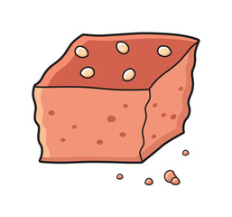 Brownie cake piece isolated vector illustration