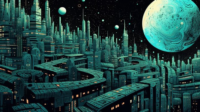 惑星の都市,Generative AI AI画像