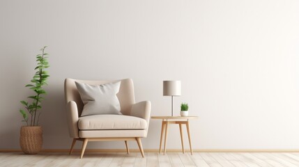 A cozy living room with a comfortable chair and a stylish lamp