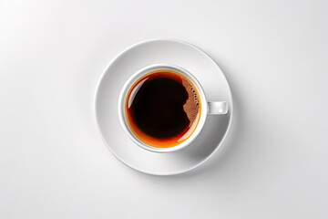top view espresso coffee on white background