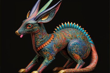 Mexican folk art fawn creature alebrije on isolated background