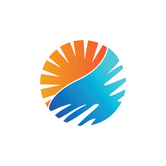 Sunset Logo, Sun Vector, Beach Natural Scenery, Minimalist Design Brand Illustration