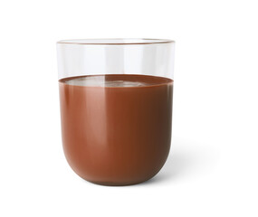 Glass of delicious chocolate paste isolated on white