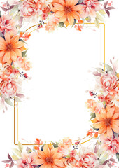 Fototapeta premium Set of card with flower, leaves. Wedding ornament concept. Floral poster, invite. Vector decorative greeting card or invitation design background