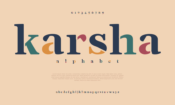 Karsha creative modern urban alphabet font. Digital abstract moslem, futuristic, fashion, sport, minimal technology typography. Simple numeric vector illustration