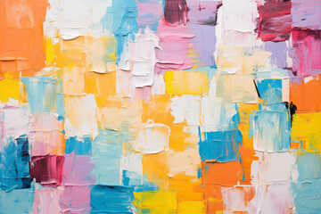 Abstract rough colorful multi-colored art painting texture, with oil brushstroke paint on canvas, created with generative ai.