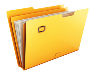 Yellow File Folder Isolated on Transparent Background - Generative AI
