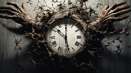 The Chronological Enigma Unveiled: In the Grim Embrace of Haunted Clocks and Sinister Watches, Time Slips into Twilight, Unleashing the Sinister Secrets. Enhanced by Generative AI