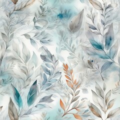 Luxury leaves banner. Floral horizontal ornament for cover, wallpapers, postcards. Elite seamless exotic,  tropical plant. Elegant leaves, grass. Interior, textile. Cartoon illustration.