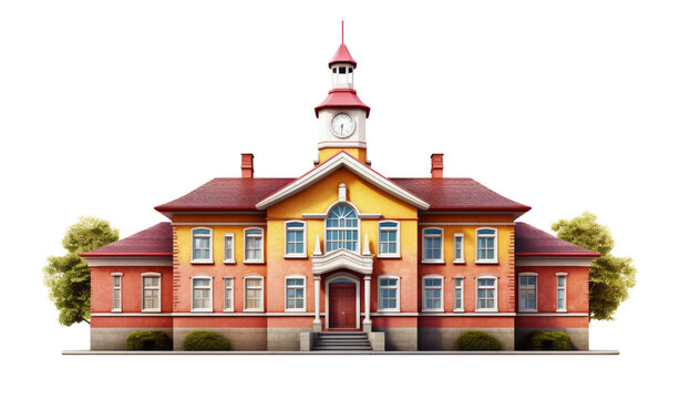 School Isolated on Transparent Background - Generative AI
