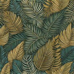 Fototapeta na wymiar Tropical leaf Wallpaper, Luxury nature leaves pattern design, Golden banana leaf line arts, Hand drawn outline design for fabric , print, cover, banner and invitation
