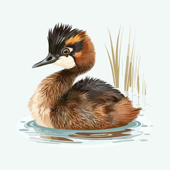 vector cute grebe cartoon style