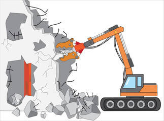 重機でビルの解体工事をしている。